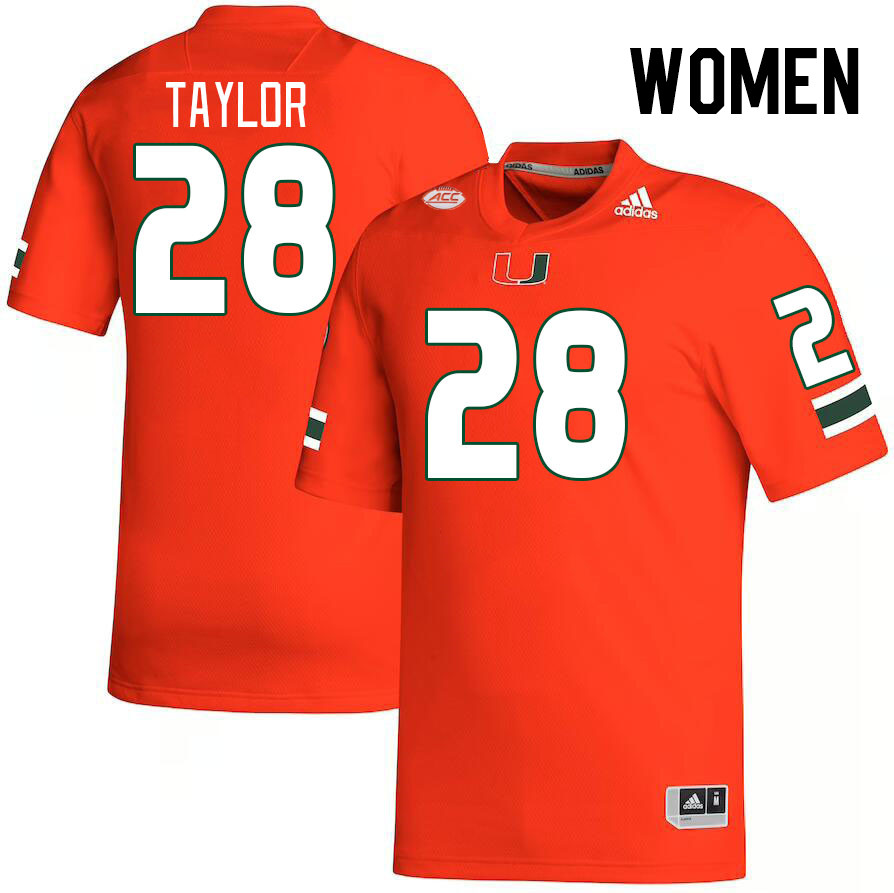 Women #28 Isaiah Taylor Miami Hurricanes College Football Jerseys Stitched-Orange